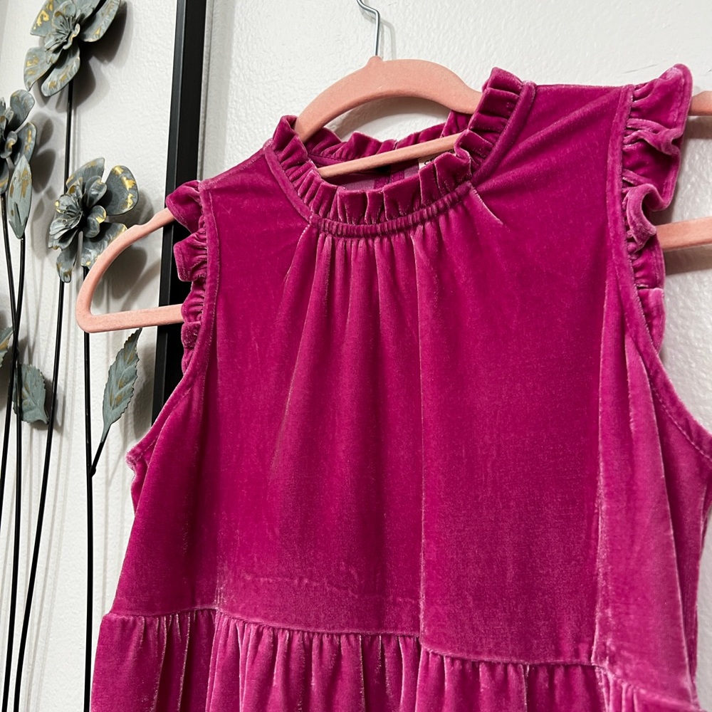 Hot Pink Velvet dress for casual and formal occasions Girls 6-9 years old